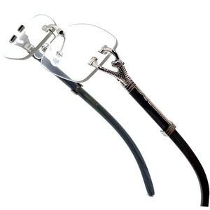 Men Women Sunglasses Clear Lens Rimless‎ Luxury Retro Shades Silver Metal Lentes